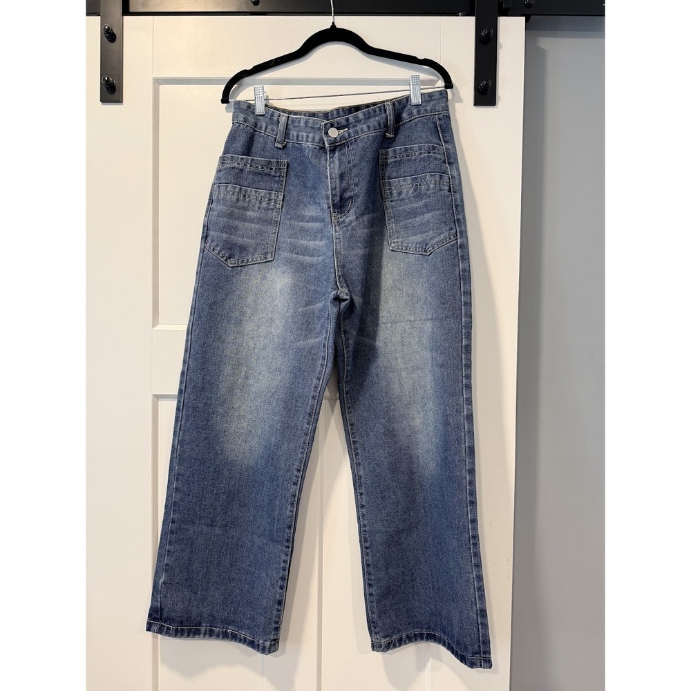 Temu Barrel Leg Medium Blue Denim Jeans Ladies Size Large